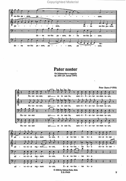 Missa choralis und Pater noster für Männerchor a cappella (1996/97)