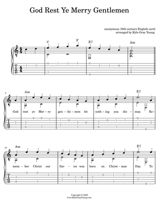 Book cover for God Rest Ye Merry Gentlemen (easy fingerstyle guitar tablature)