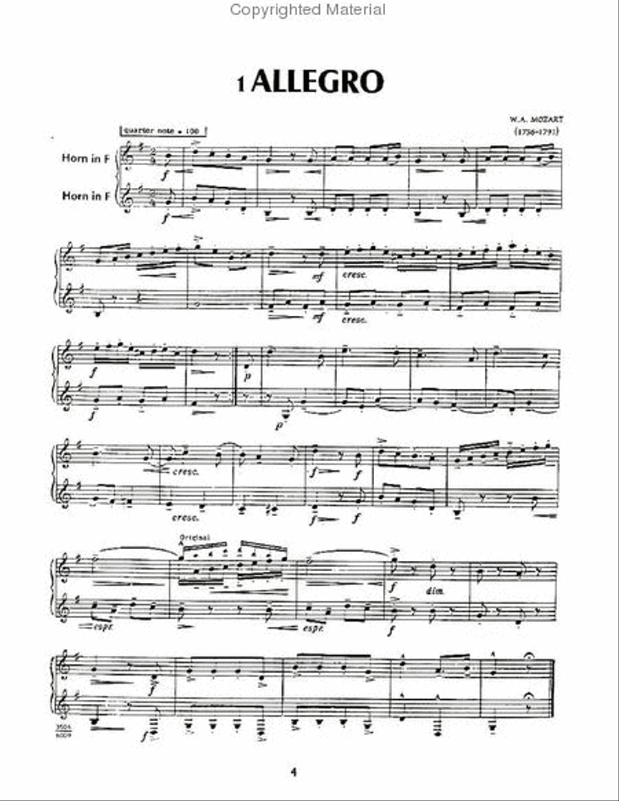 Mozart – Twelve Duets for Two French Horns Brass Duet scores gallery preview page 2
