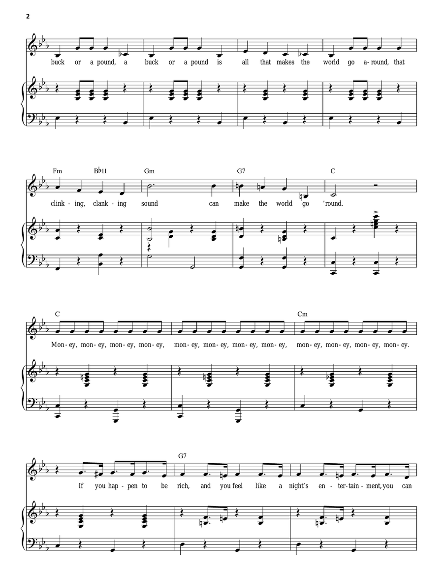 Money, Money Piano, Vocal scores gallery preview page 2