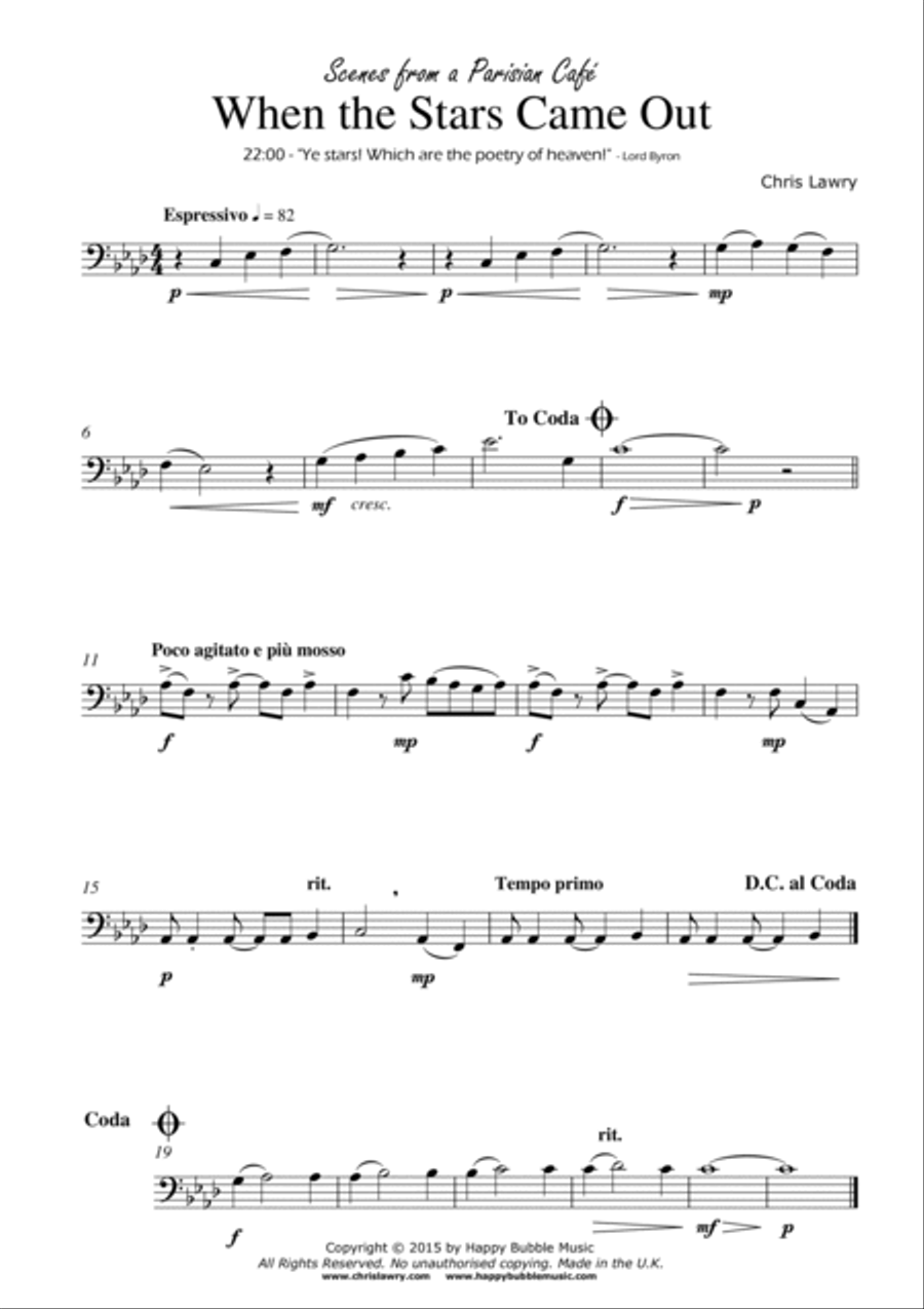 When the Stars Came Out - for Low Brass [Bass Clef] & Piano (from Scenes from a Parisian Cafe) Brass Duet scores gallery preview page 2