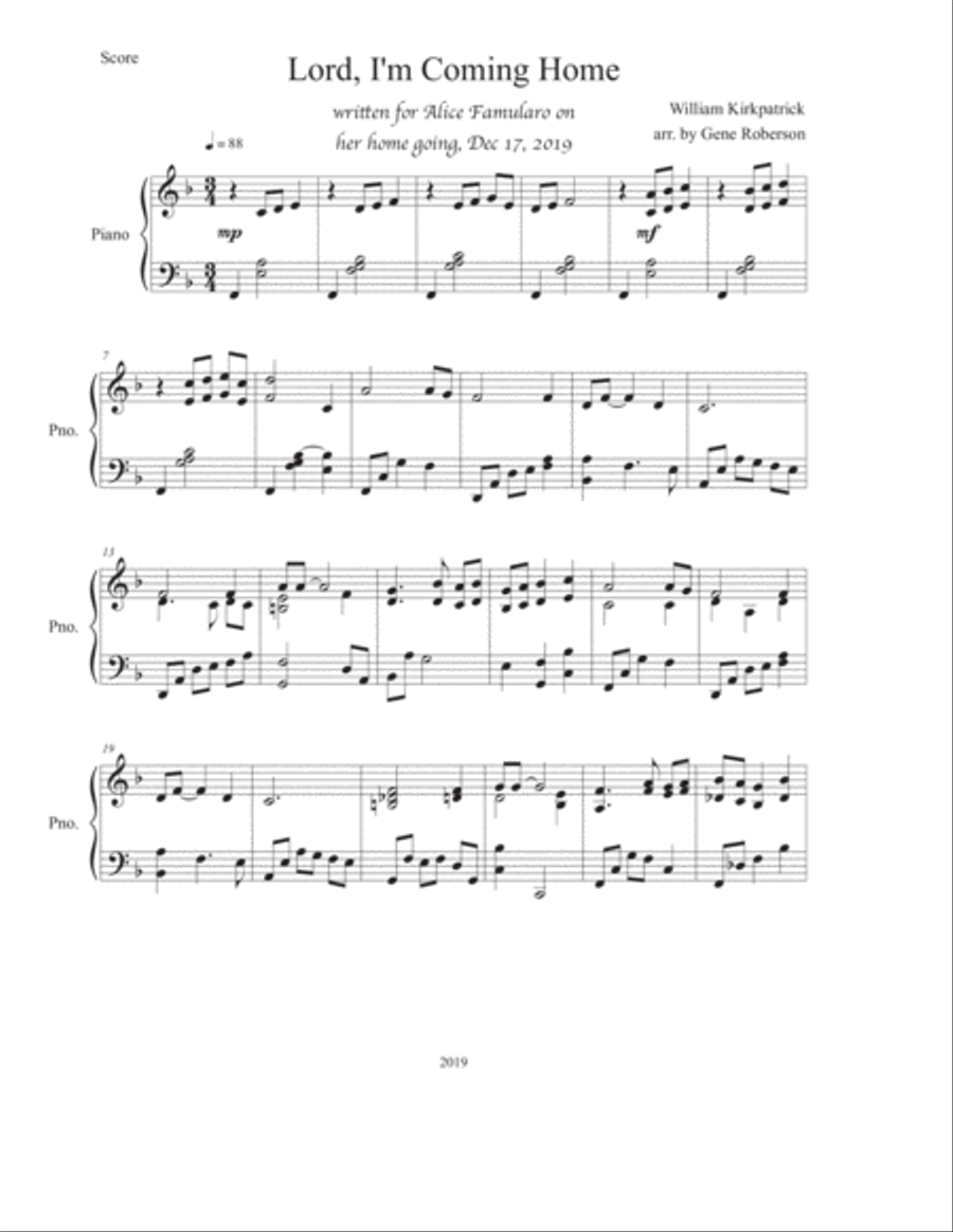 Lord! I'm Coming Home Piano Solo Piano Solo scores gallery preview page 2