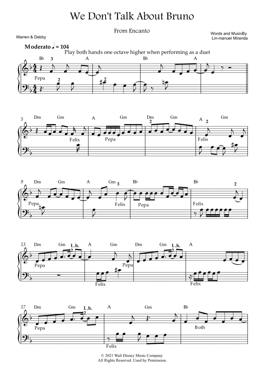 We Don't Talk About Bruno Easy Piano scores gallery preview page 1