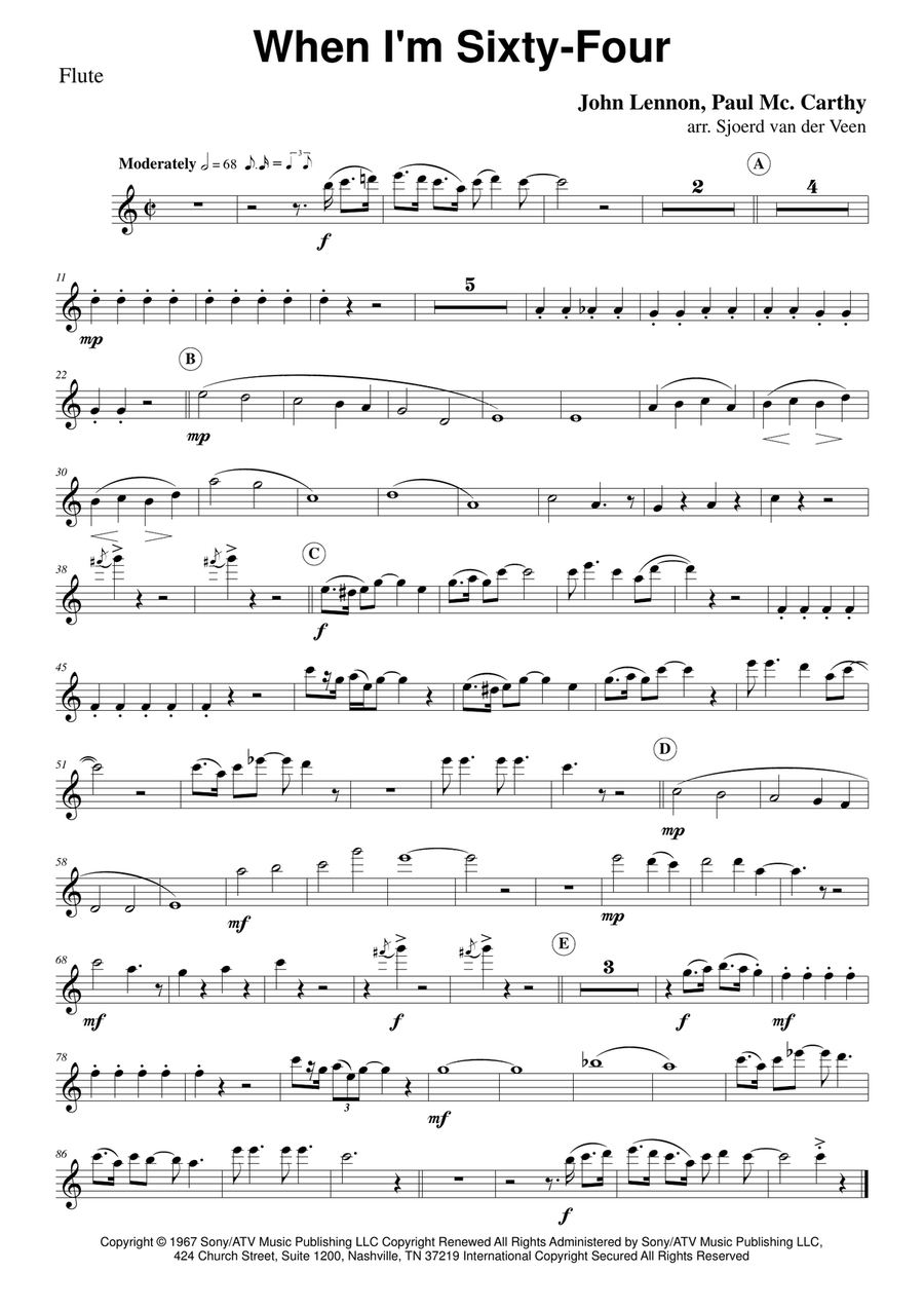 When I'm Sixty-four Woodwind Quintet scores gallery preview page 5