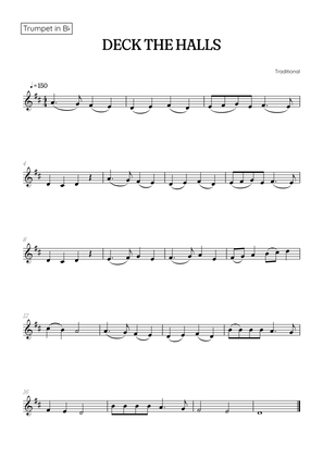 Deck the Halls for trumpet • easy Christmas song sheet music