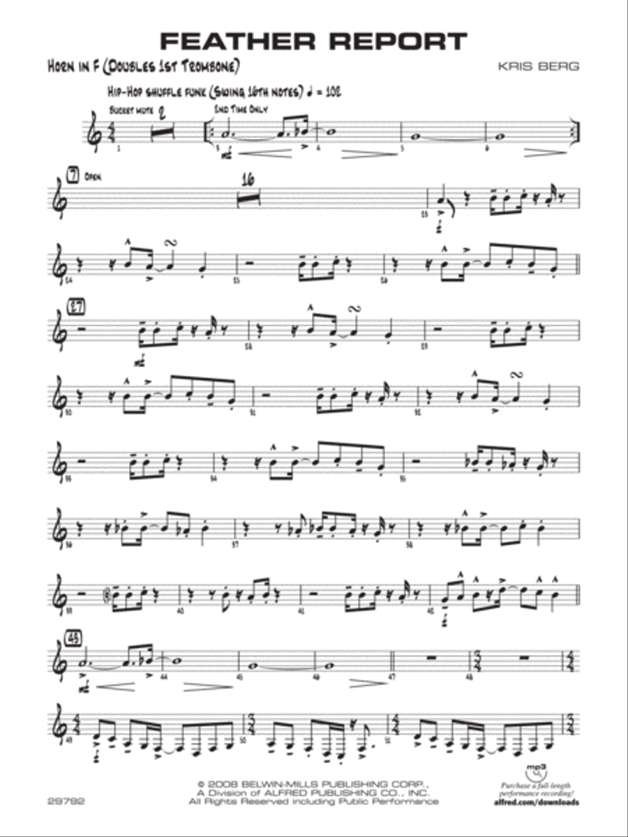 Feather Report: 1st F Horn Jazz Ensemble scores gallery preview page 1