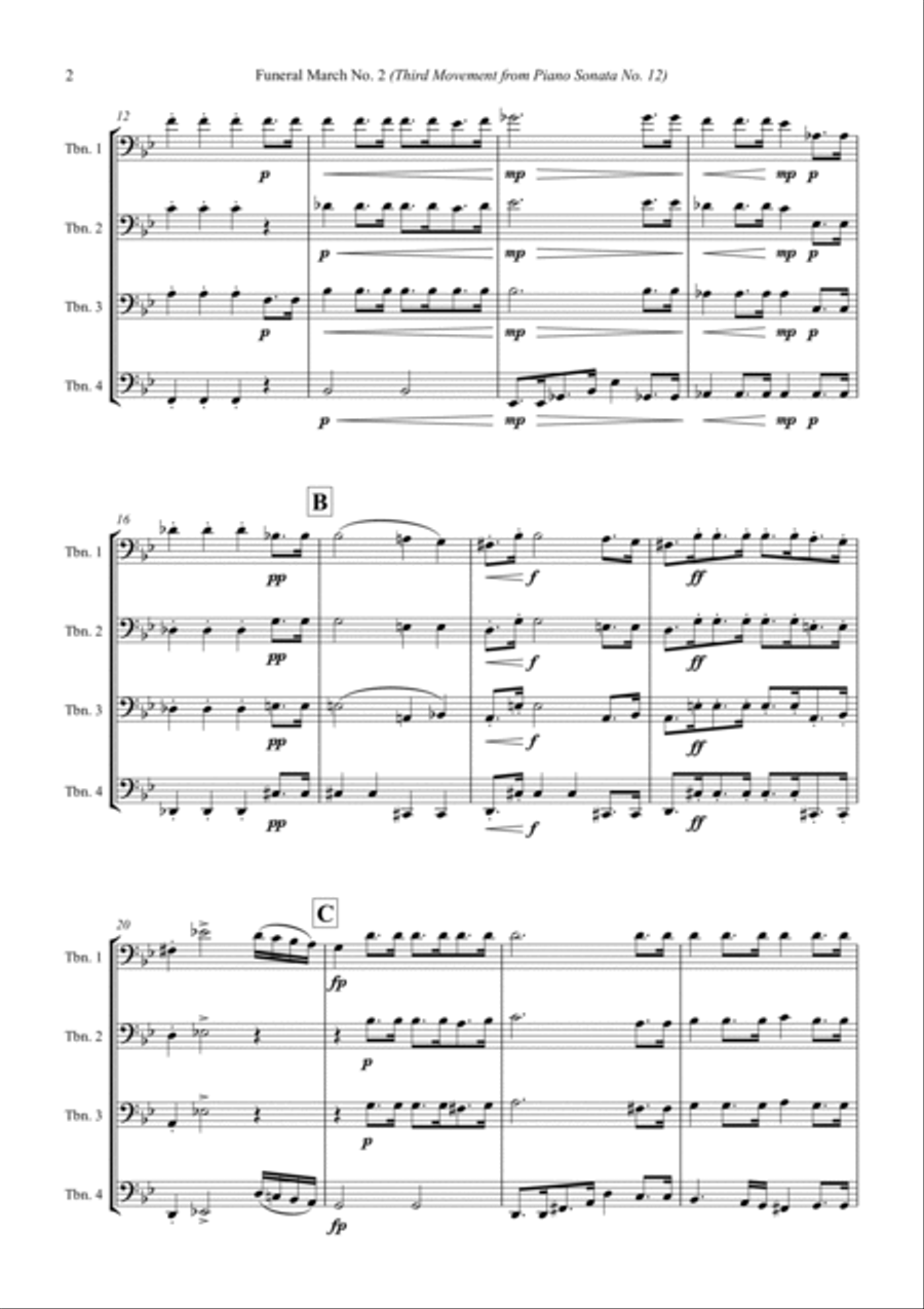 Funeral March No.2 (Beethoven) - Trombone Quartet Brass Quartet scores gallery preview page 5
