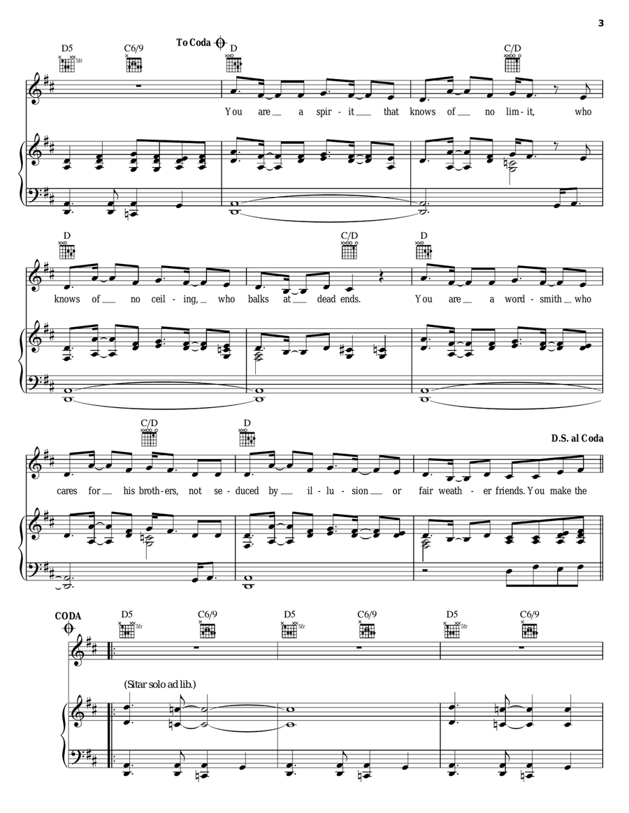 Knees Of My Bees Piano, Vocal, Guitar scores gallery preview page 3