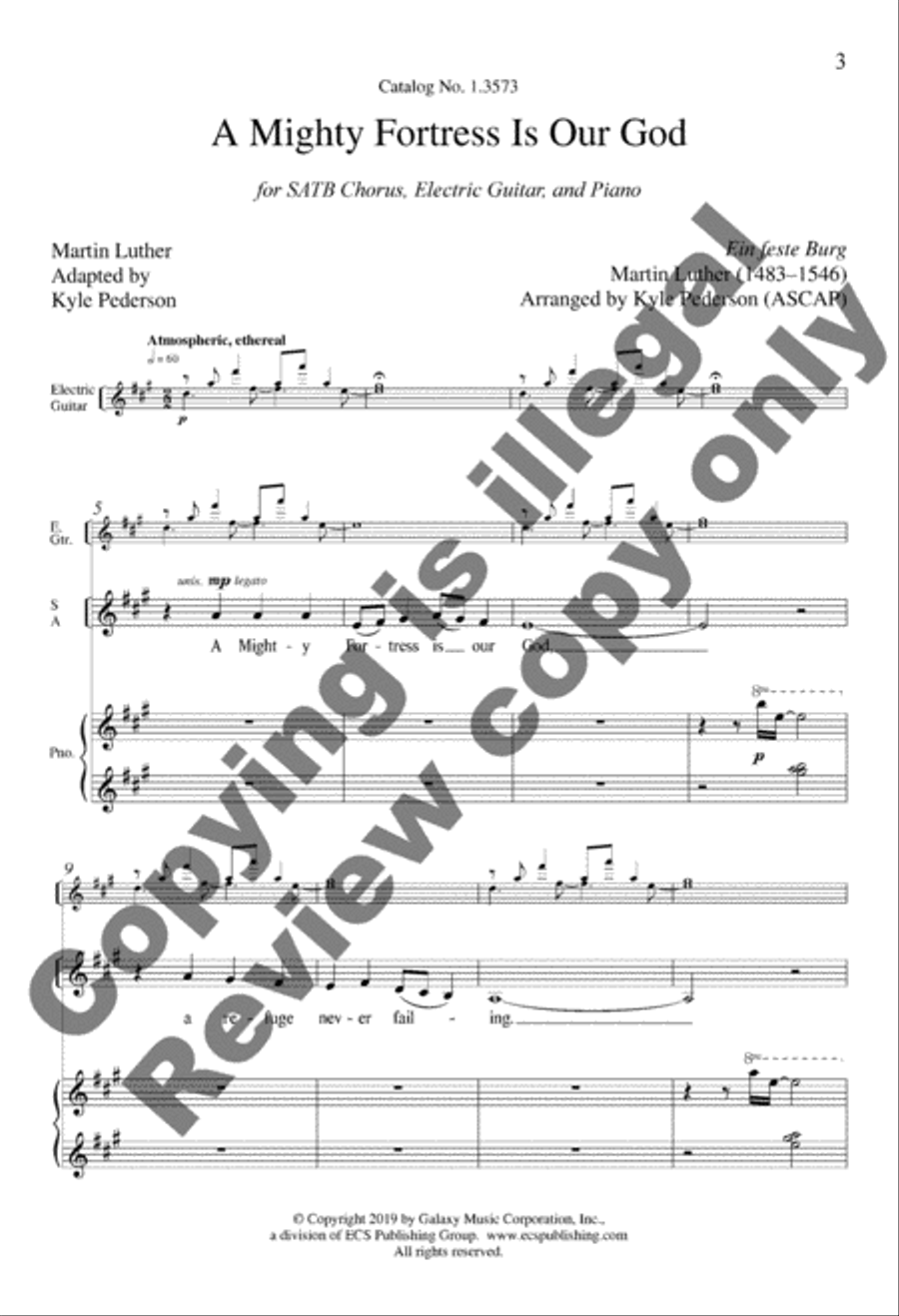 A Mighty Fortress Is Our God (SATB/Guitar/Piano Score) image number null