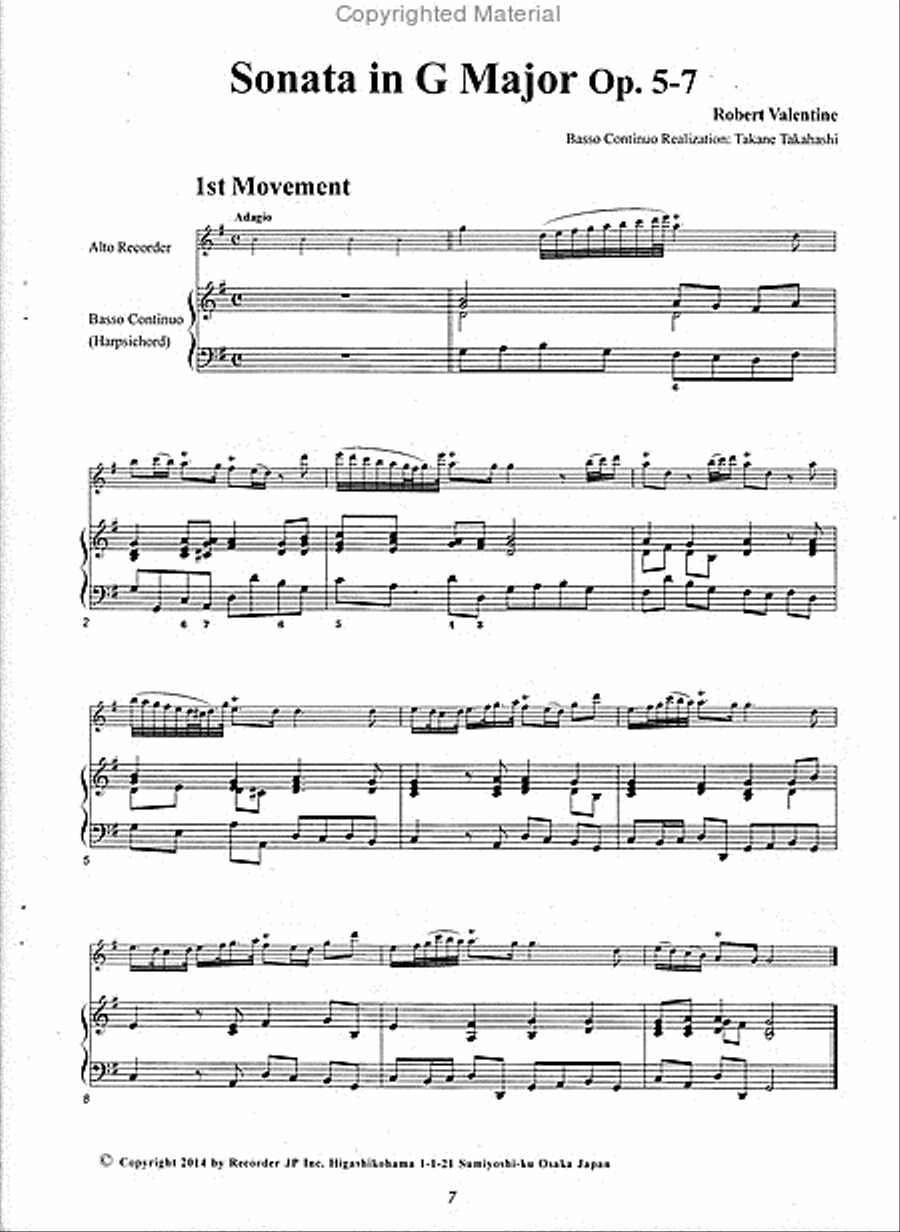 Sonata in G. Major, Op. 5-7 Alto Recorder scores gallery preview page 3