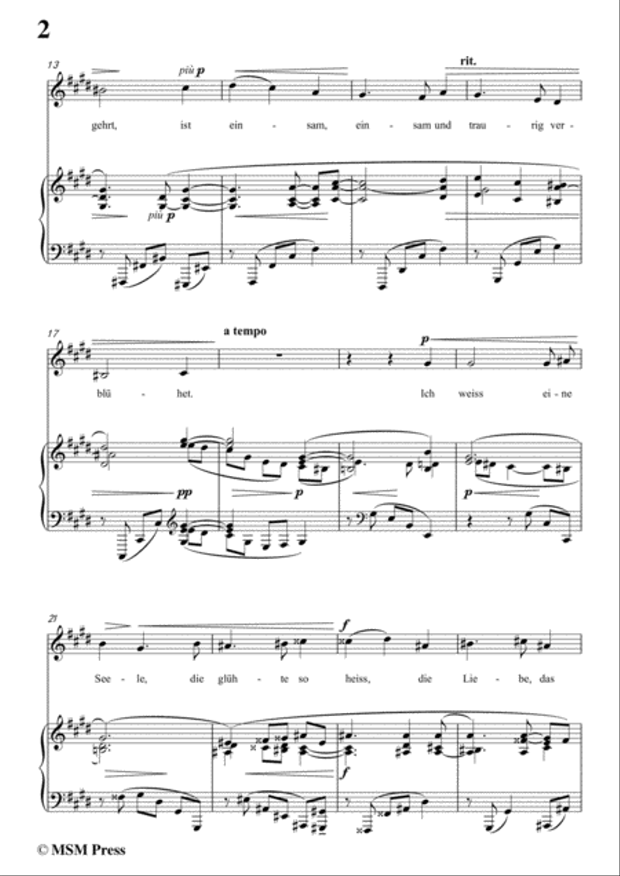 Reger-Unbegehrt in c sharp minor,for Voice and Piano Voice Solo scores gallery preview page 4