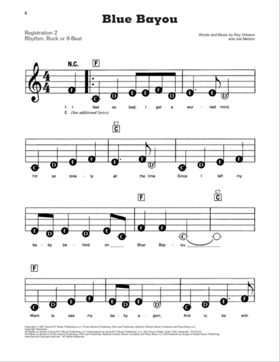 Blue Bayou Electronic Keyboard scores gallery preview page 1
