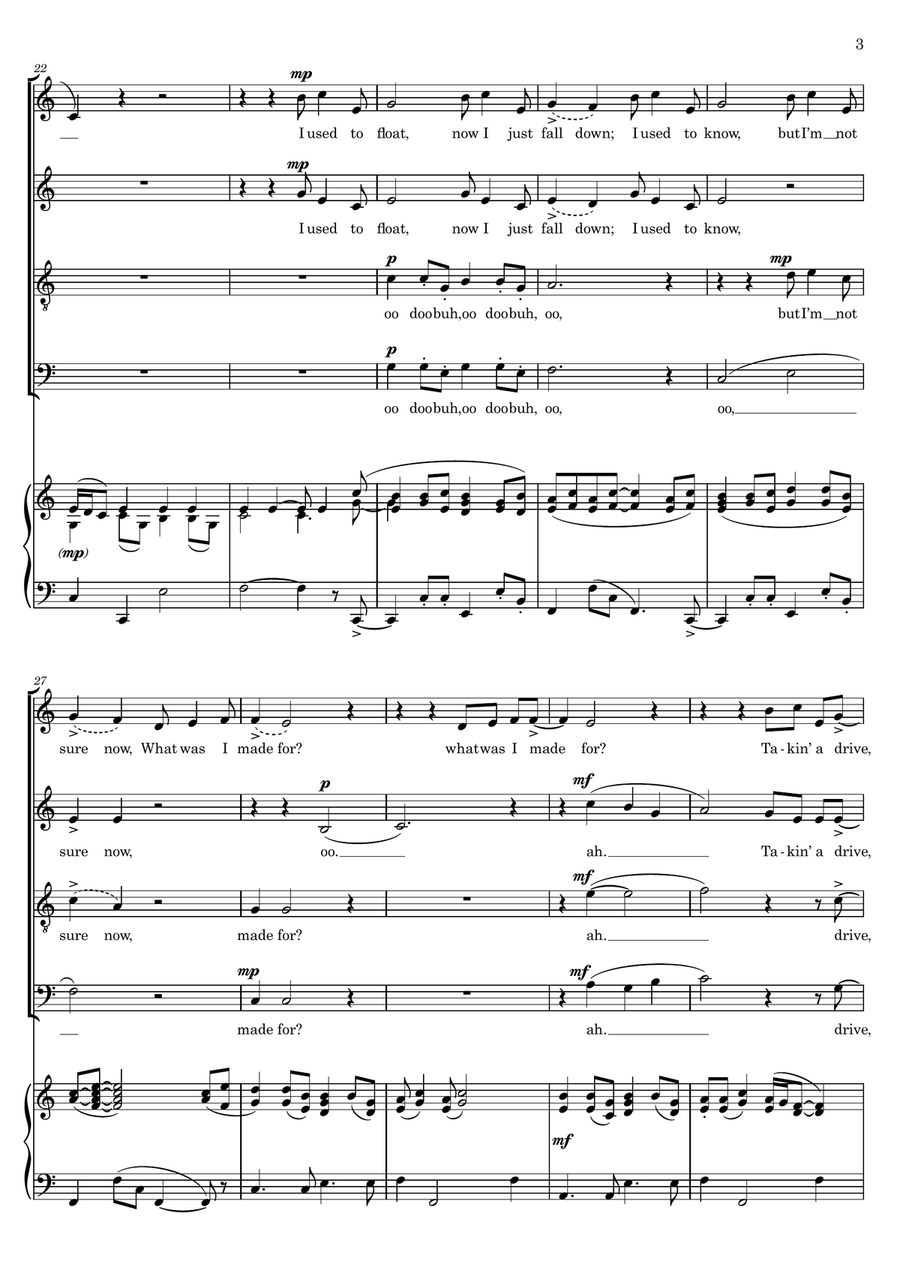 What Was I Made For? 4-Part scores gallery preview page 3