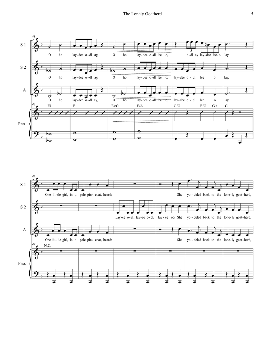 The Lonely Goatherd The Lonely Goatherd SSA scores gallery preview page 5