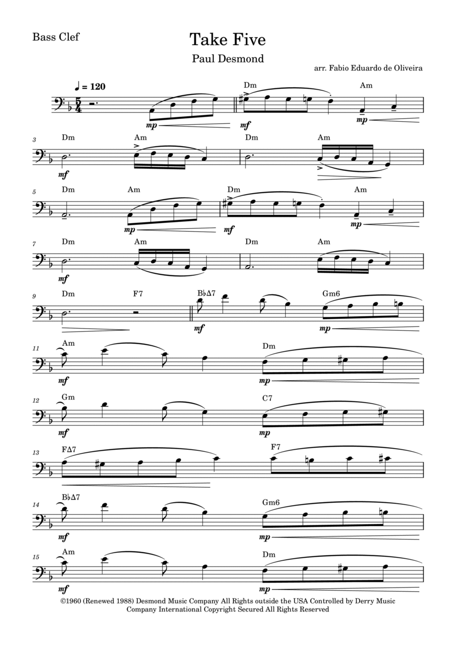 Take Five Trombone Solo scores gallery preview page 1