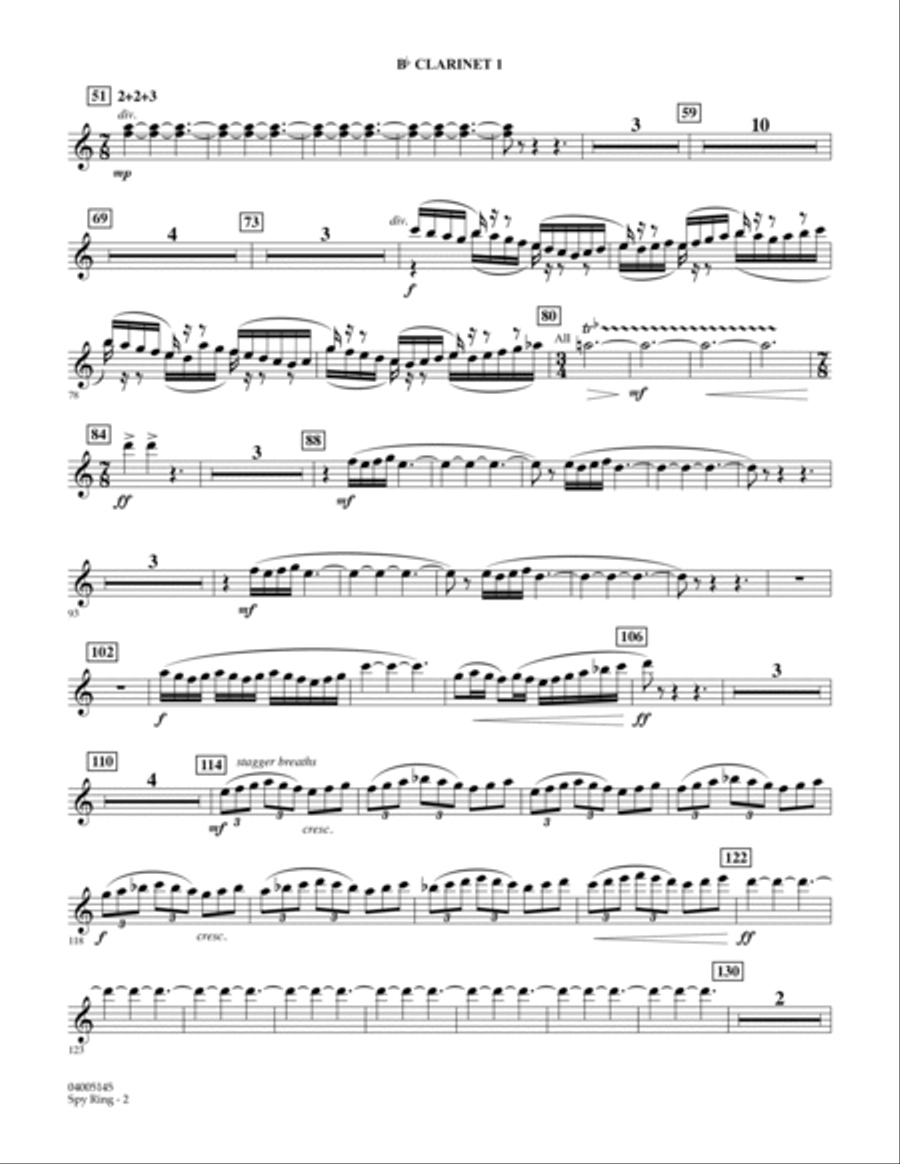 Spy Ring - Bb Clarinet 1 B-Flat Clarinet scores gallery preview page 2