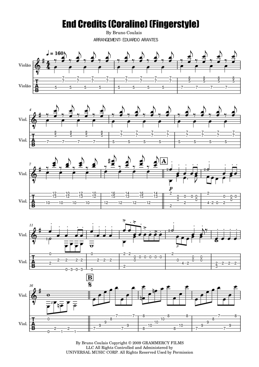 End Credits Guitar Solo scores gallery preview page 1