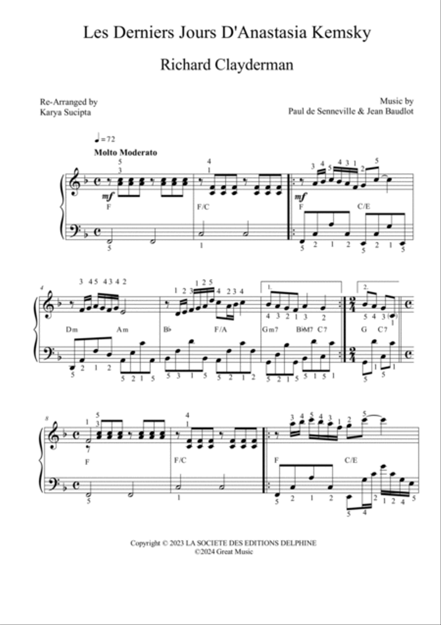 Les Derniers Jours D'anastasia Kemsky Piano Solo scores gallery preview page 2