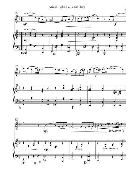 Arioso, Duet for Oboe & Pedal Harp by Johann Sebastian Bach Oboe - Digital Sheet Music