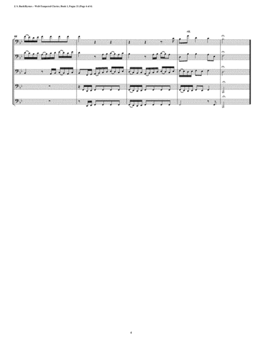 Fugue 21 from Well-Tempered Clavier, Book 1 (Bassoon Quintet) image number null