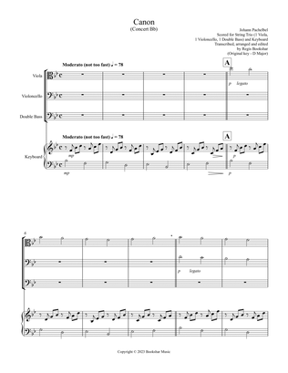 Canon (Pachelbel) (Bb) (String Trio - 1 Viola, 1 Cello, 1 Bass), Keyboard)