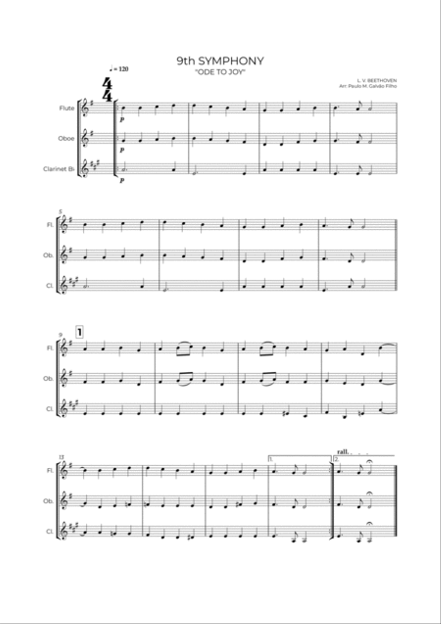 9th SYMPHONY - WIND TRIO (FLUTE, OBOE & CLARINET) Woodwind Trio scores gallery preview page 2