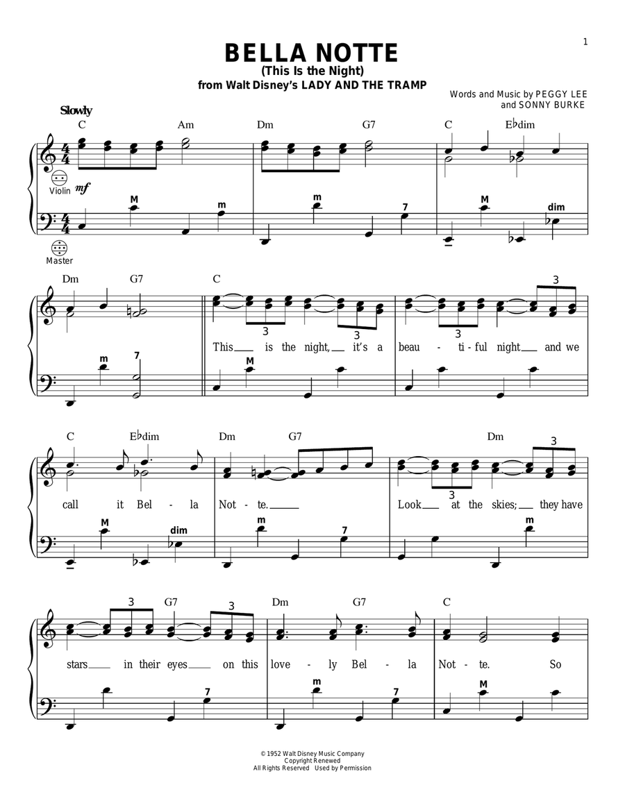 Bella Notte (This Is The Night) (from Lady And The Tramp) Accordion scores gallery preview page 1