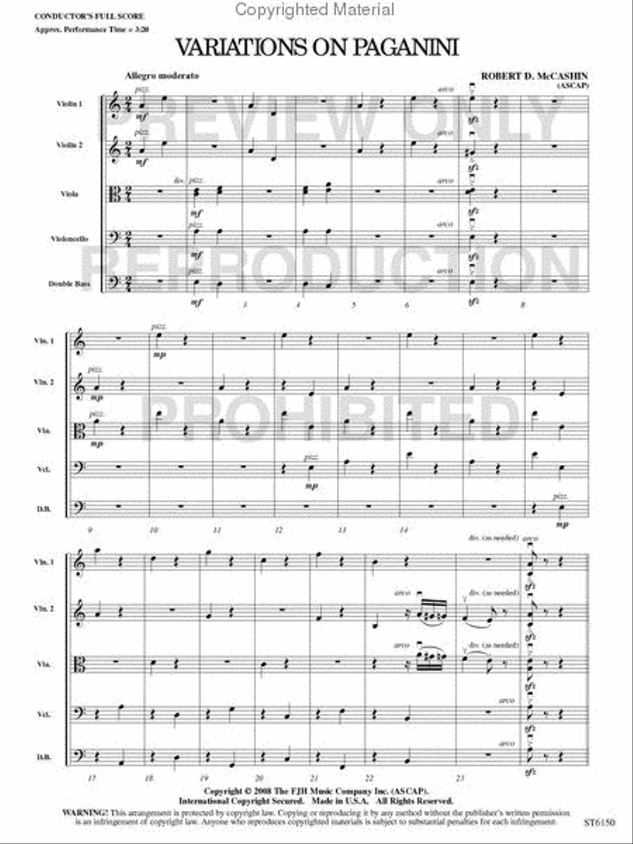 Variations on Paganini String Orchestra scores gallery preview page 2