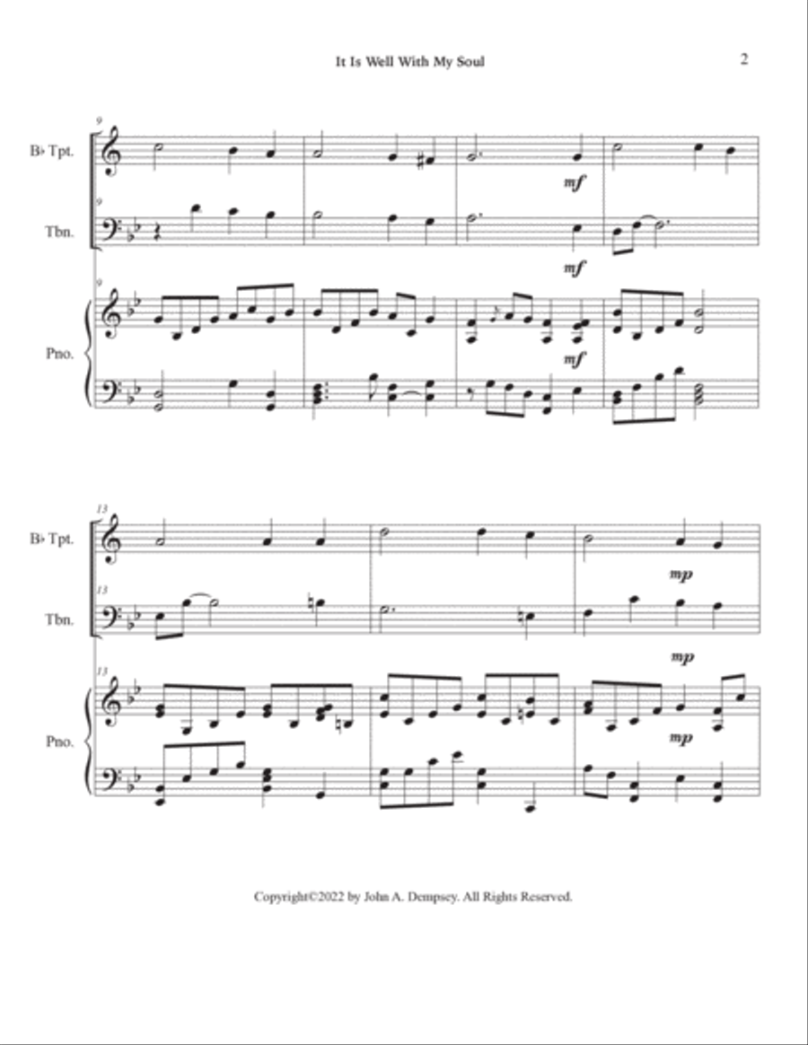 It Is Well With My Soul (Trio for Trumpet, Trombone and Piano) Brass Trio scores gallery preview page 6