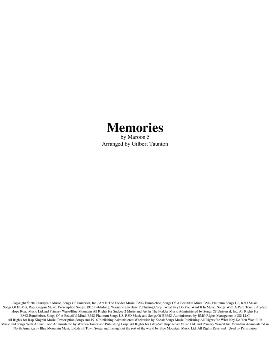 Memories Memories Guitar Ensemble scores gallery preview page 1