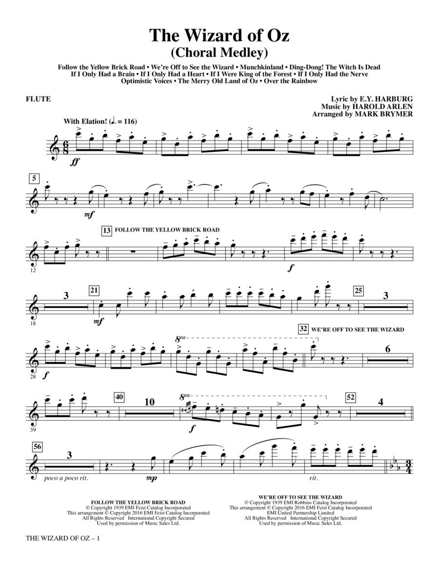 The Wizard of Oz - Flute The Wizard of Oz - Flute Choir scores gallery preview page 1