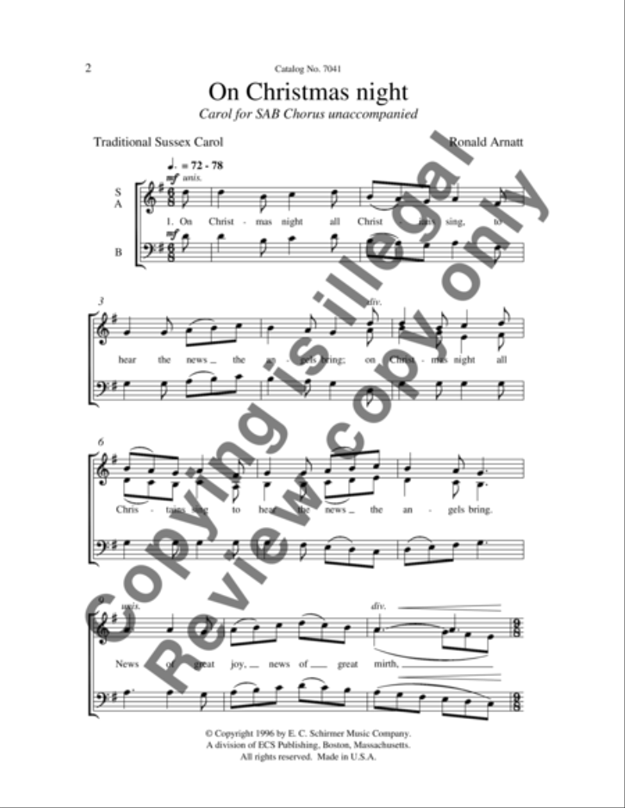 On Christmas night (Sussex Carol) 3-Part scores gallery preview page 7