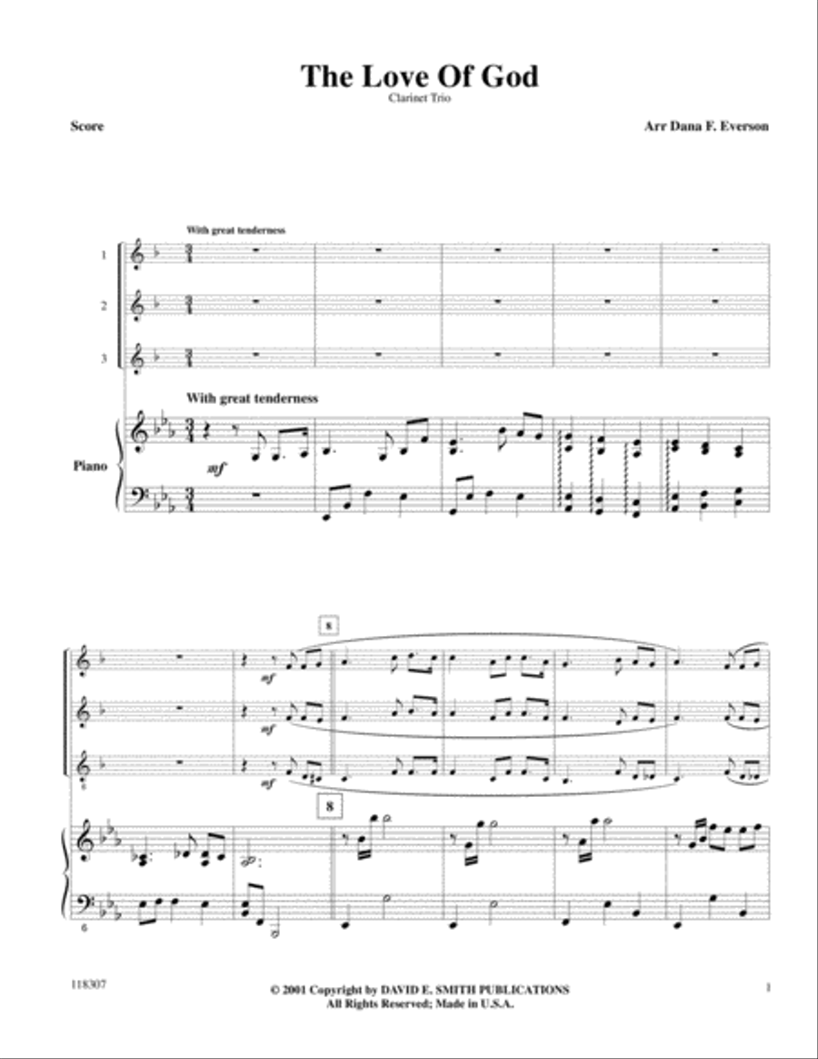 The Love Of God Clarinet Trio scores gallery preview page 1