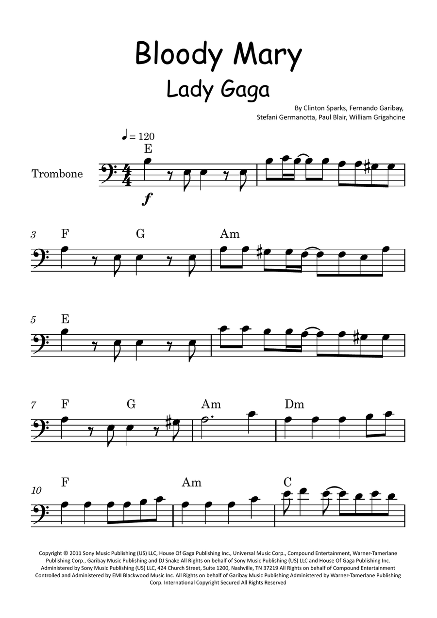 Bloody Mary Trombone Solo scores gallery preview page 1