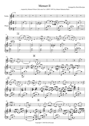 Menuet II - EASY (violin & piano)