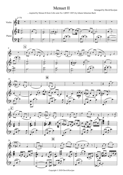 Menuet II - EASY (violin & piano) image number null