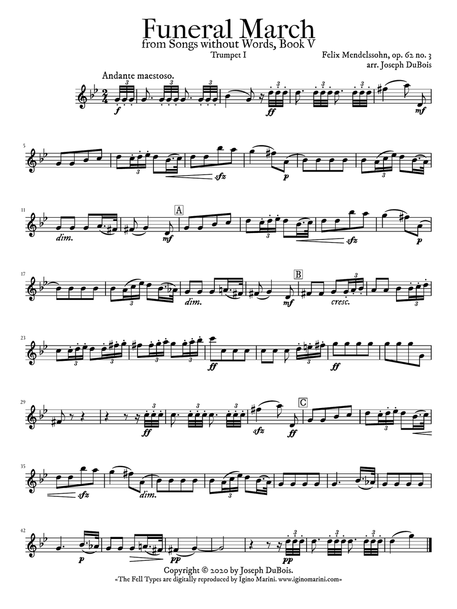 Funeral March for Brass Quintet Brass Quintet scores gallery preview page 3