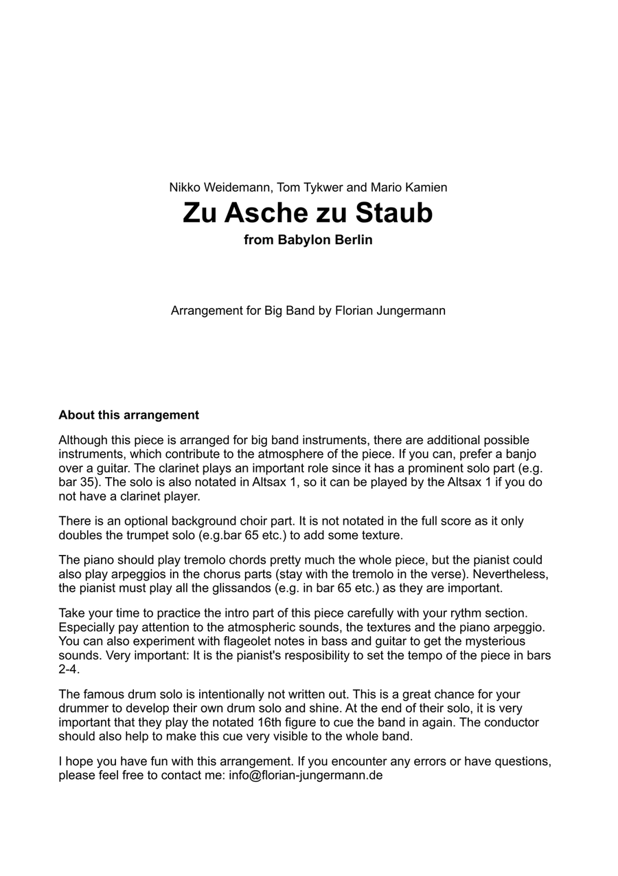 Zu Asche, Zu Staub Jazz Ensemble scores gallery preview page 1