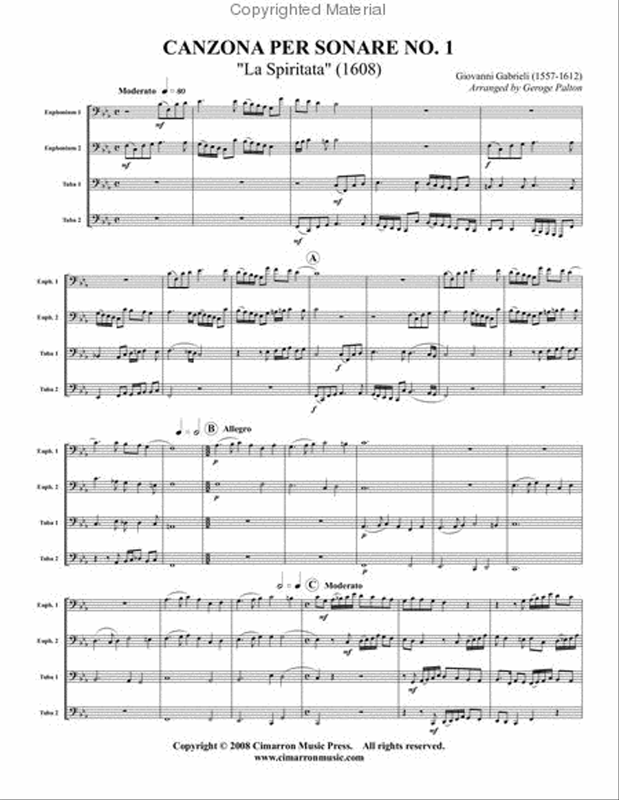 Canzon per Sonare No. 1 (La Spiritata) EETT scores gallery preview page 2