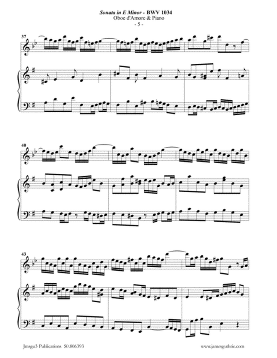 BACH: Sonata BWV 1034 for Oboe d'Amore & Piano image number null