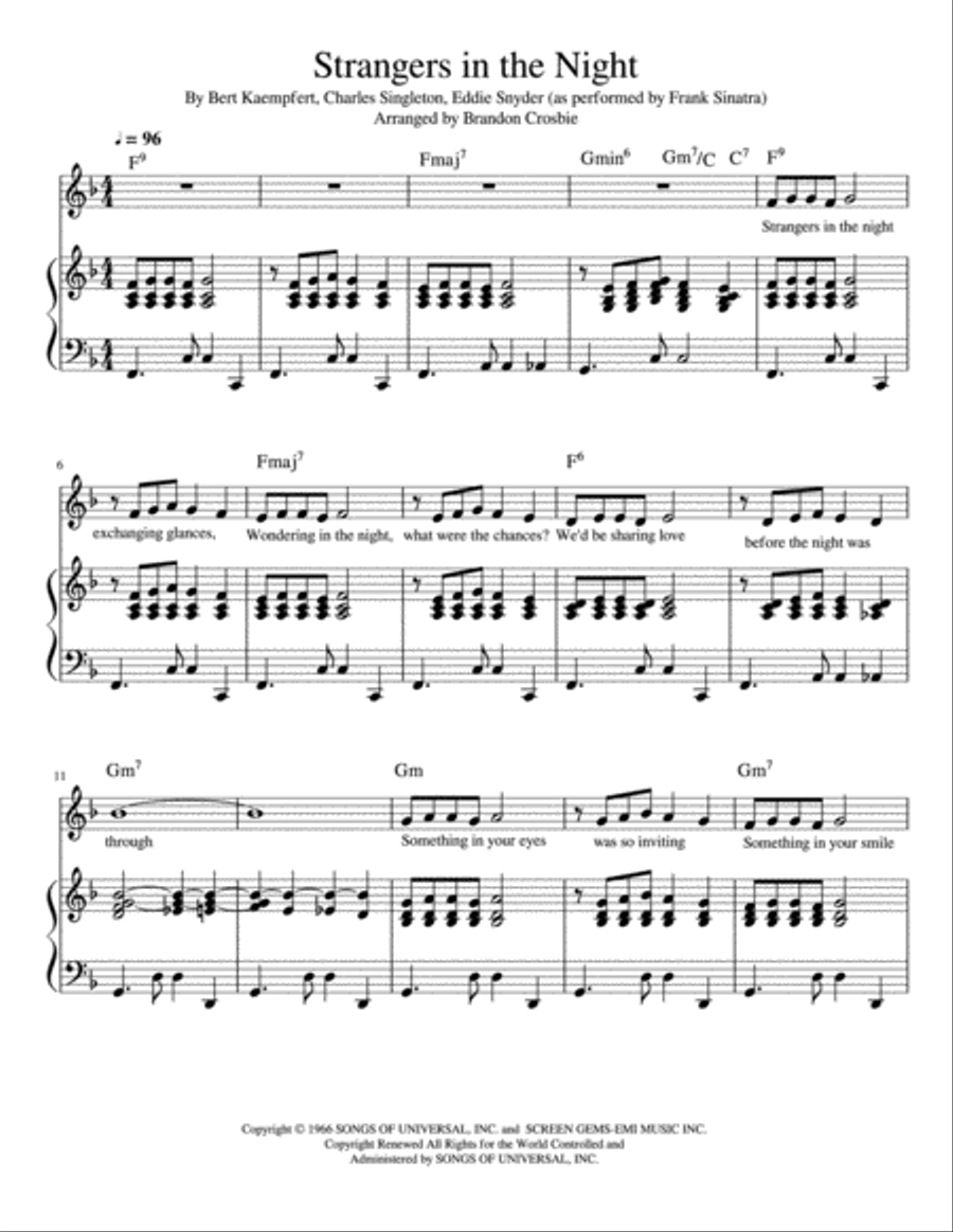 Strangers In The Night Voice scores gallery preview page 1