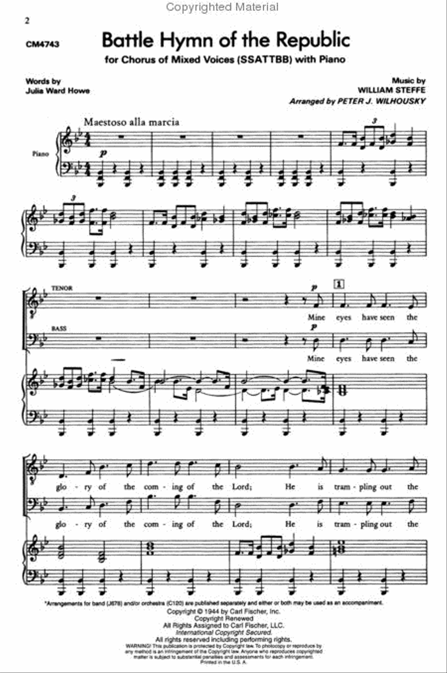 Battle Hymn of the Republic 4-Part scores gallery preview page 2