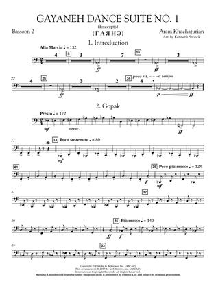 Gayenah Dance Suite No. 1 (Excerpts) (arr. Kenneth Snoeck) - Bassoon 2
