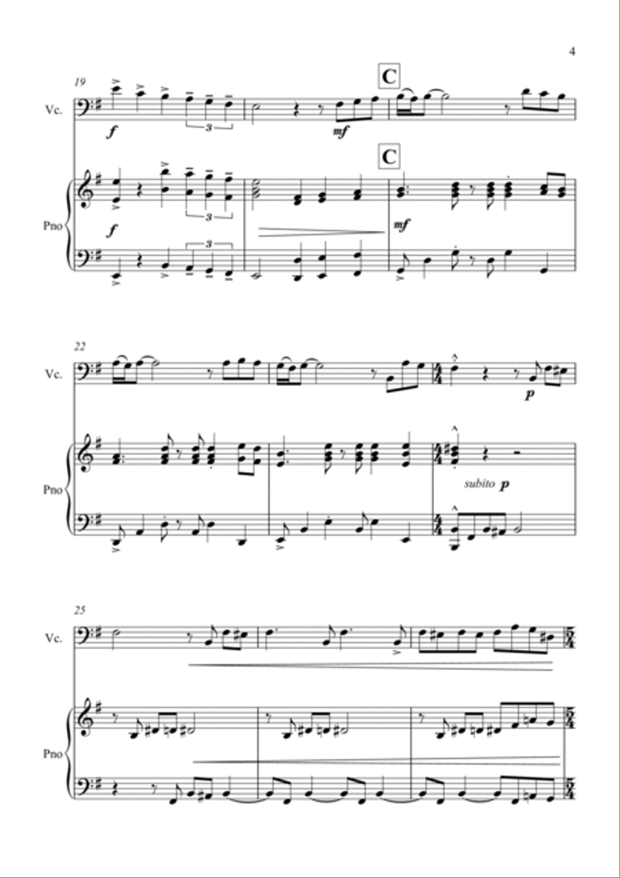 Fur Elise - Jazz Arrangement for 'Cello and Piano Piano scores gallery preview page 5
