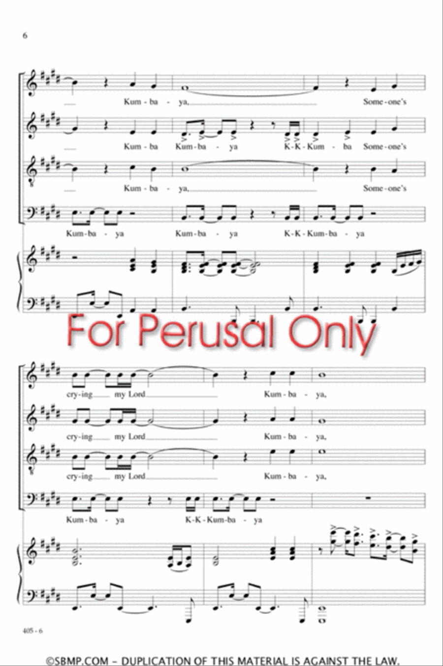 Kumbaya - SATB Octavo 4-Part scores gallery preview page 6