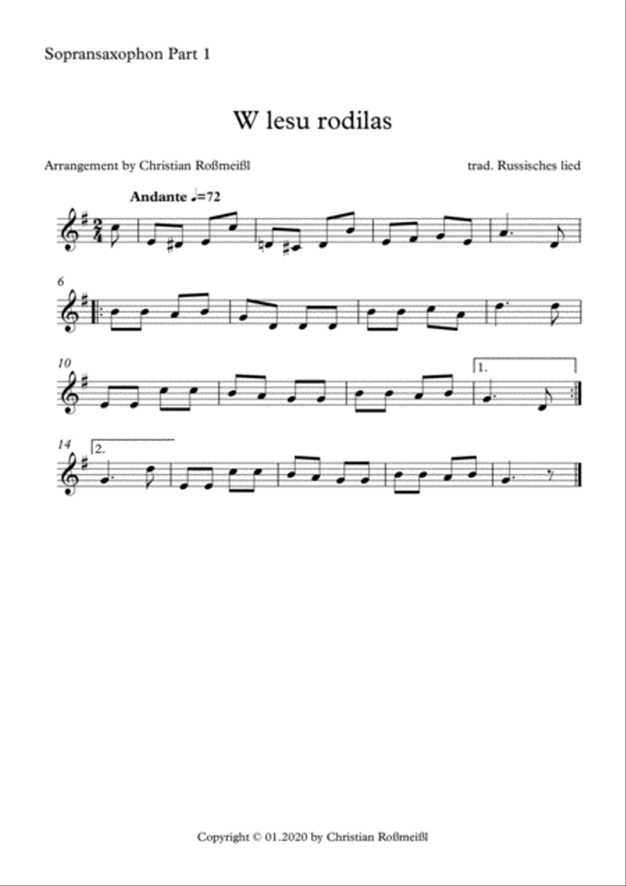 W lesu rodilas Saxophonquartett Woodwind Quartet scores gallery preview page 3