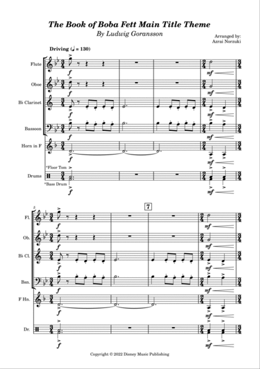 The Book Of Boba Fett Main Title Theme Woodwind Quintet scores gallery preview page 3