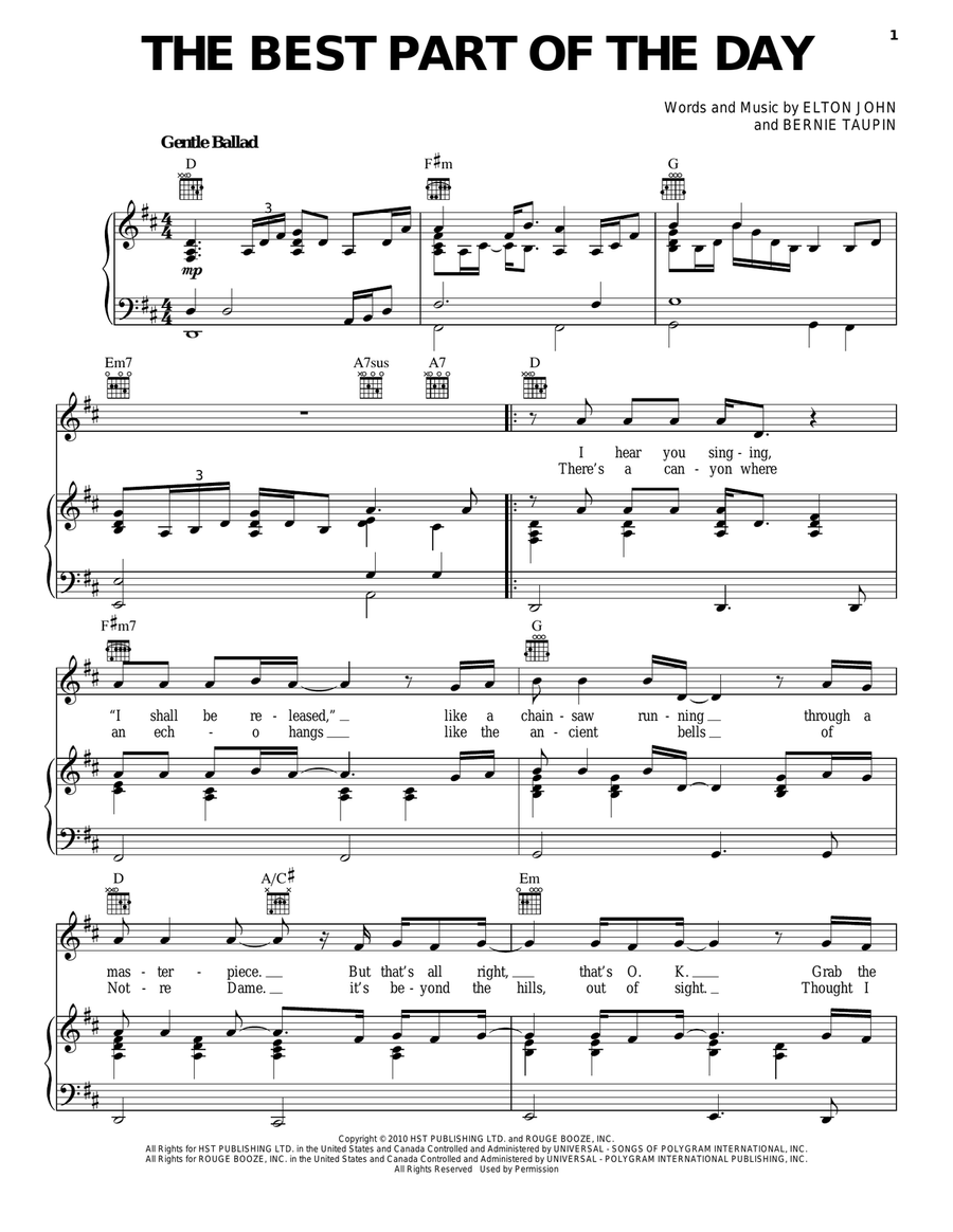 The Best Part Of The Day Piano, Vocal, Guitar scores gallery preview page 1