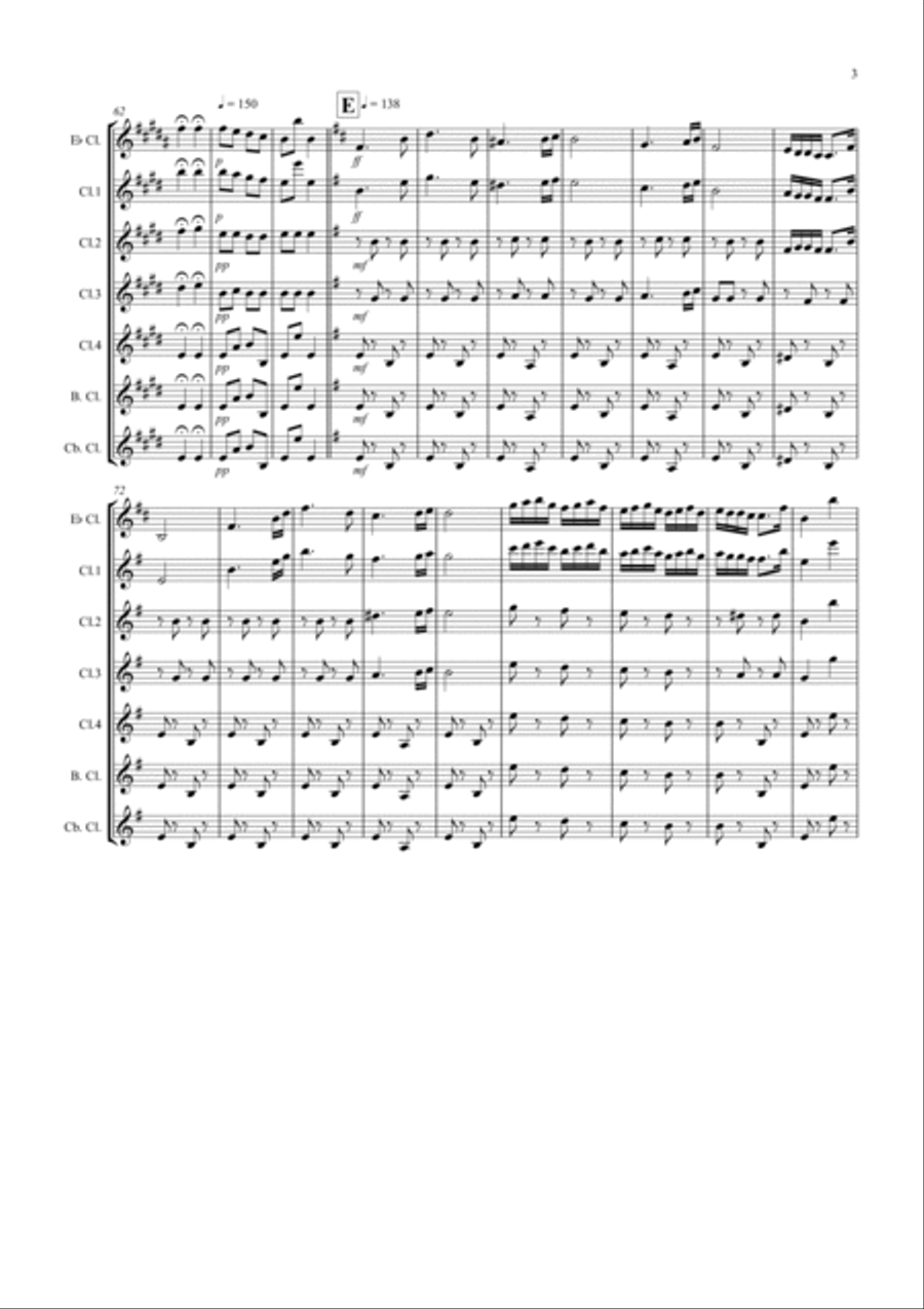Hungarian Dance No.5 for Clarinet Choir Clarinet Choir scores gallery preview page 3