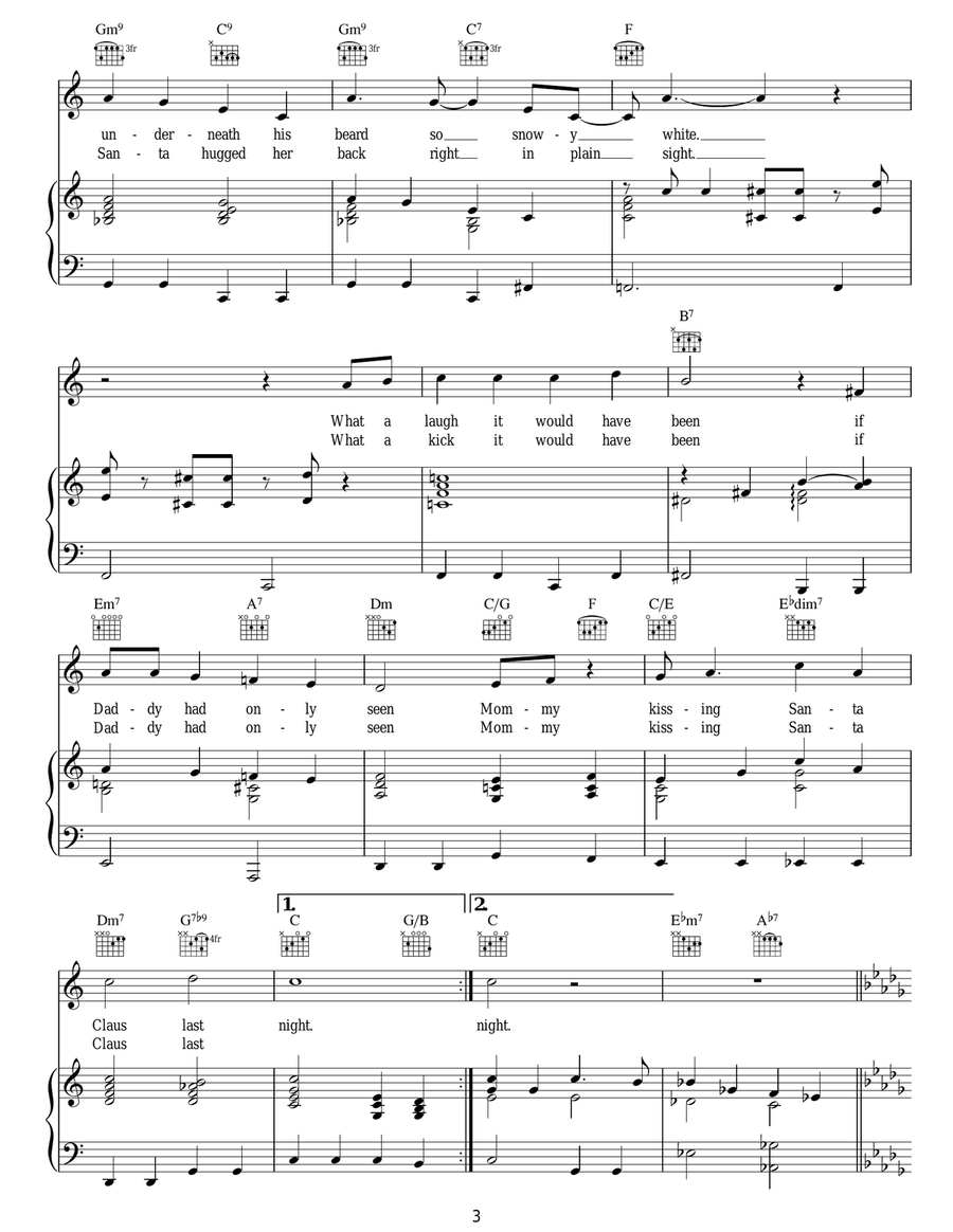 I Saw Mommy Kissing Santa Claus Voice scores gallery preview page 3
